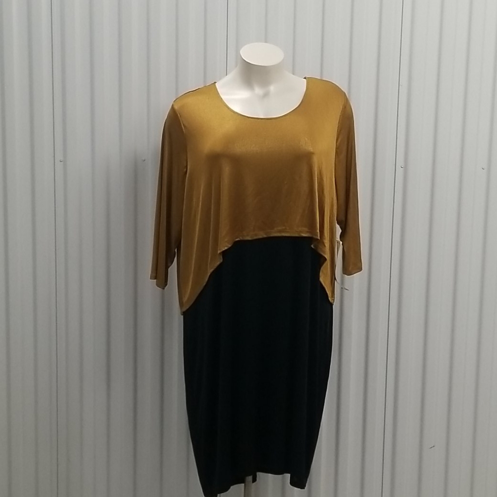 🎉HP🎉Roaman's Black and Gold Dress - Picture 1 of 6